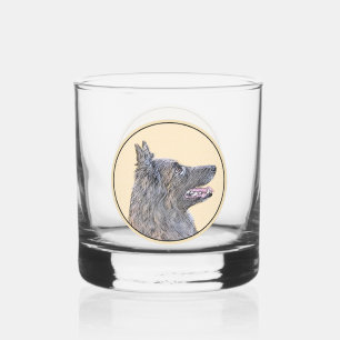 Belgian Tervuren Painting - Cute Original Dog Art Whiskey Glass