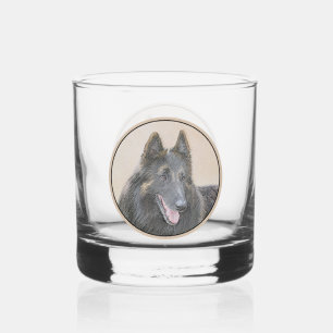 Belgian Tervuren Painting - Cute Original Dog Art Whiskey Glass