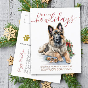 Belgian Tervuren Pet Boarding Christmas Corporate Holiday Postcard