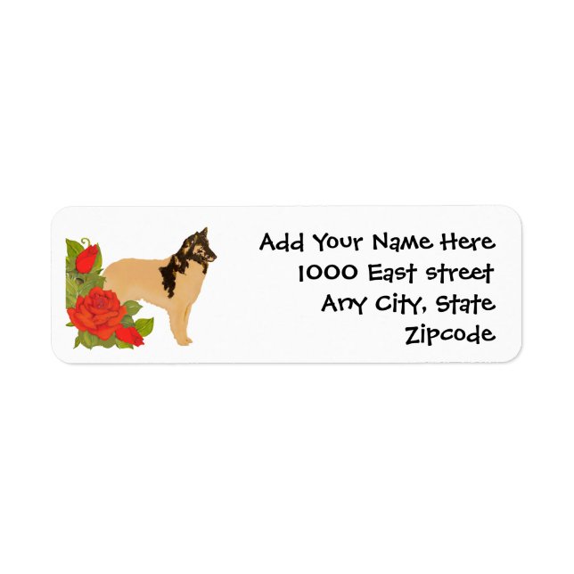 Belgian Tervuren & Red Roses Return Address Label (Front)