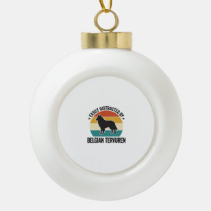 Belgian Tervuren Vintage Dog Lover Shirt Design_1 Ceramic Ball Christmas Ornament