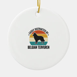 Belgian Tervuren Vintage Dog Lover Shirt Design_1 Ceramic Tree Decoration
