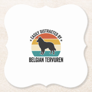 Belgian Tervuren Vintage Dog Lover Shirt Design_1 Paper Coaster