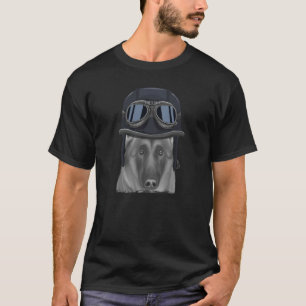 Belgian Tervuren Wearing Vintage Motorcycle Helmet T-Shirt