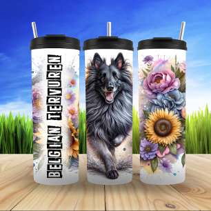 Belgian Tervuren's Floral Energy Thermal Tumbler