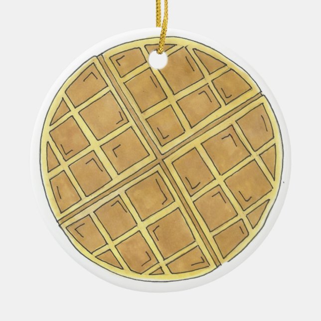 Belgian Waffle Diner Brunch Food Restaurant Chef Ceramic Tree Decoration (Front)
