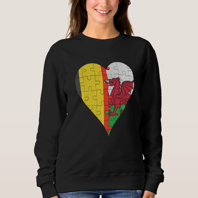 Belgian Welsh Flag Heart Sweatshirt (Front)
