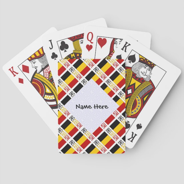 Belgium and Belgian Flag Tiled Personalised  Playing Cards (Back)