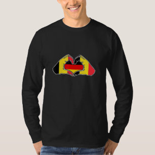 Belgium and Germany Heart hand friendship T-Shirt