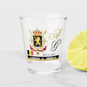 Belgium Anniversary, Wedding Glass, Belgian Flag Shot Glass