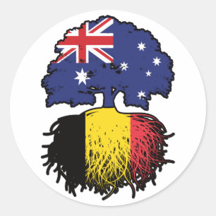 Belgium Belgian Australian Australia Tree Roots Classic Round Sticker