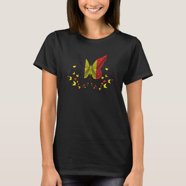 Belgium Belgian Belgium Flag Butterflies T-Shirt (Front)