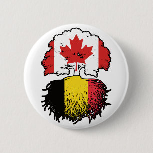 Belgium Belgian Canadian Canada Tree Roots Flag 6 Cm Round Badge