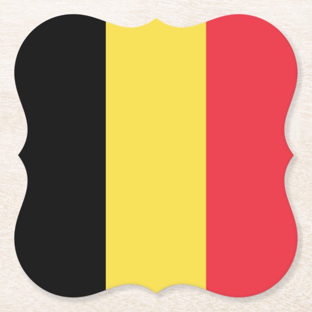 Belgium (Belgian) Flag Paper Coaster (Front)
