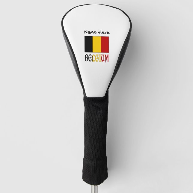 Belgium Belgian Flag Personalised Golf Head Cover (Front)