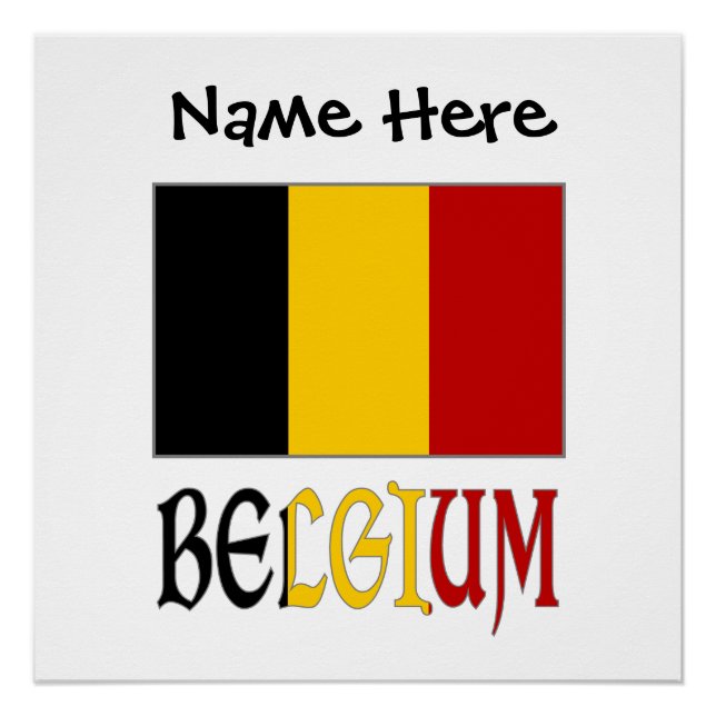 Belgium Belgian Flag Personalised  Poster (Front)