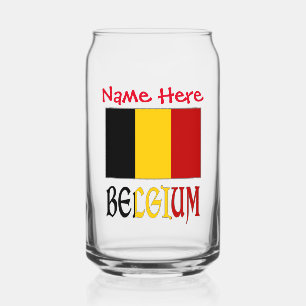 Belgium Belgian Flag Red Personalisation Can Glass