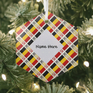 Belgium Belgian Flag Tiled Personalised Glass Tree Decoration