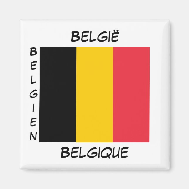 Belgium Belgian Languages Flag Square Magnet (Front)