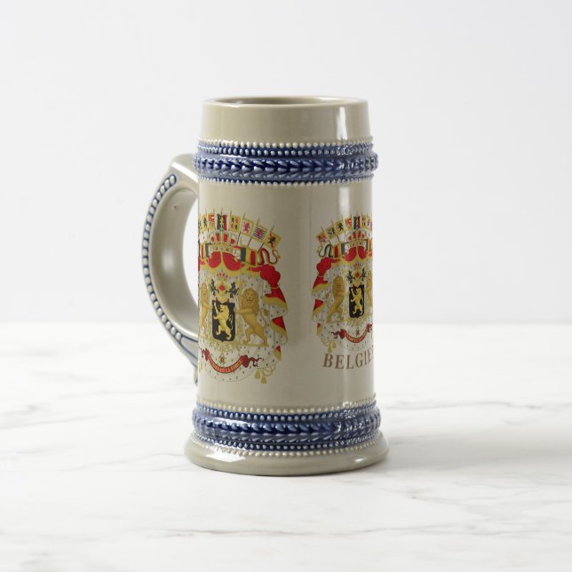 Belgium ( BELGIEN) Great Coat of Arms gold crest Beer Stein (Front Left)