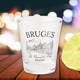 Belgium Bruges Retro – European Canal City Shot Glass