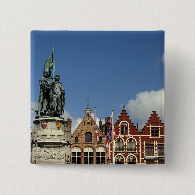 Belgium, Brugge (aka Brug or Bruge). UNESCO 15 Cm Square Badge (Front)