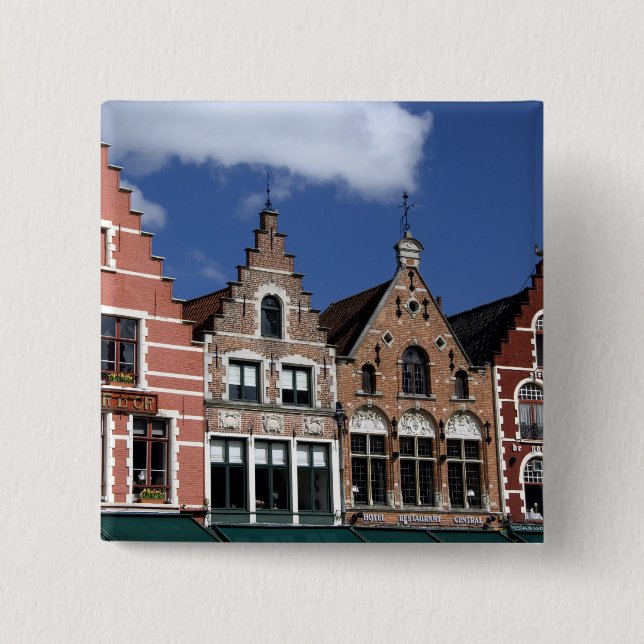 Belgium, Brugge (aka Brug or Bruge). UNESCO 2 15 Cm Square Badge (Front)