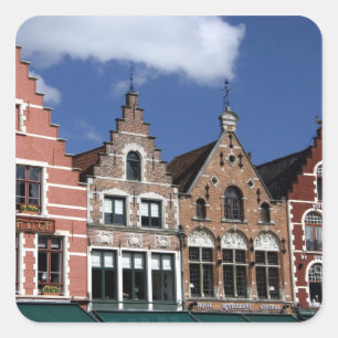 Belgium, Brugge (aka Brug or Bruge). UNESCO 2 Square Sticker