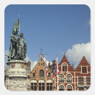 Belgium, Brugge (aka Brug or Bruge). UNESCO Square Sticker