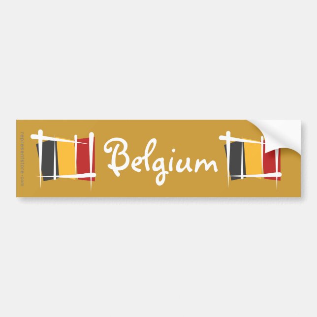 Belgium Brush Flag Bumper Sticker (Front)
