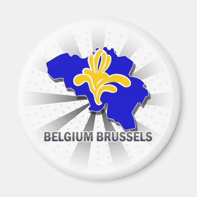 Belgium Brussels Flag Map 2.0 Magnet (Front)