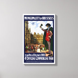 Belgium Brussels Vintage Fair Poster Restored Canvas Print