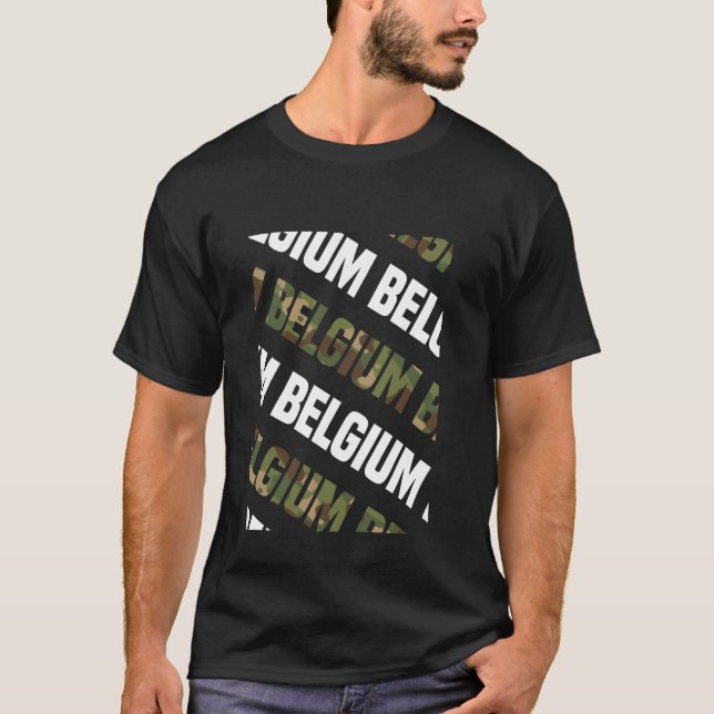 Belgium Camo Pattern Green Camouflage T-Shirt (Front)