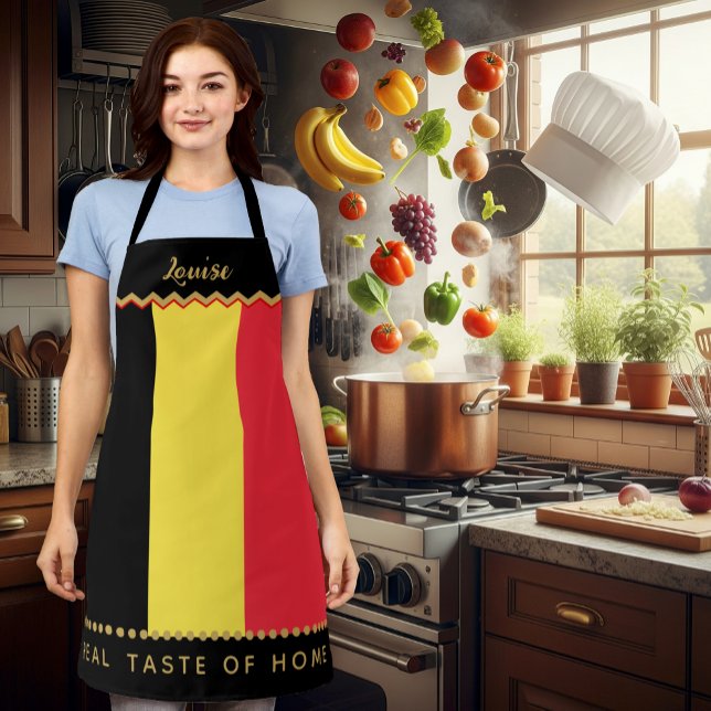 Belgium Chefs Apron, Belgian Flag Apron (Belgium Chefs Apron / patriotic, name)