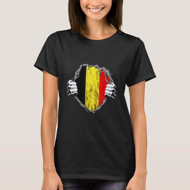 Belgium Chest Belgian Flag Belgique Pride T-Shirt (Front)