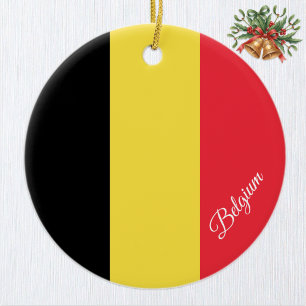 Belgium Christmas Ornament, Belgian Flag Ceramic Tree Decoration