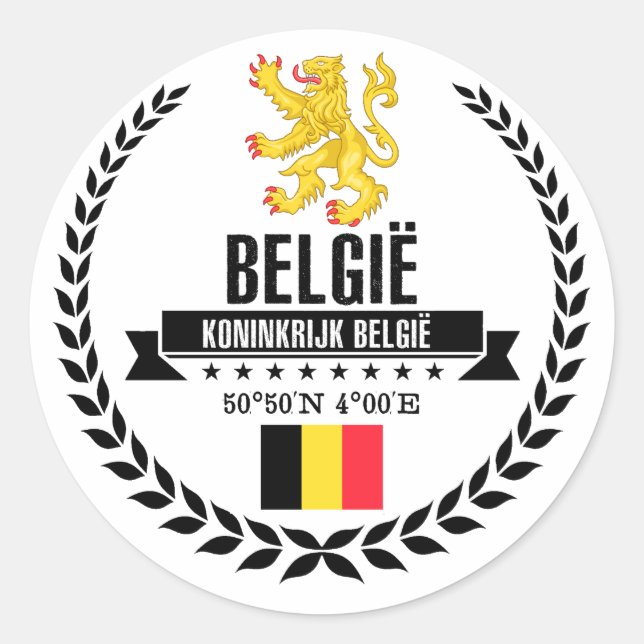 Belgium Classic Round Sticker (Front)