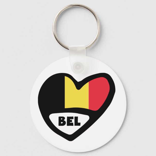 Belgium Country Code Flag Heart Keyring BEL (Front)
