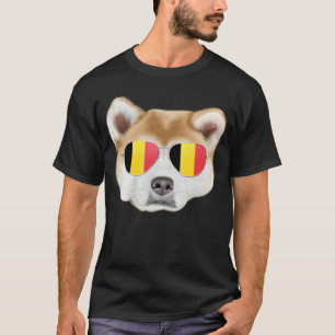 Belgium Flag Akita Dog Belgium Pocket T-Shirt