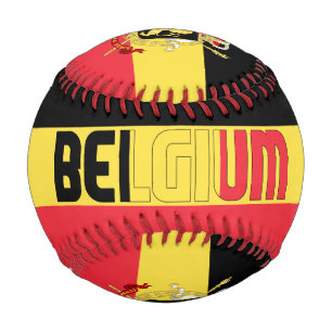 Belgium Flag and Coat of Arms Patriotic Baseball