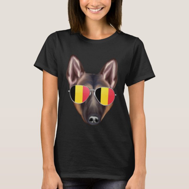 Belgium Flag Belgian Tervuren Dog Belgium Pocket T-Shirt (Front)