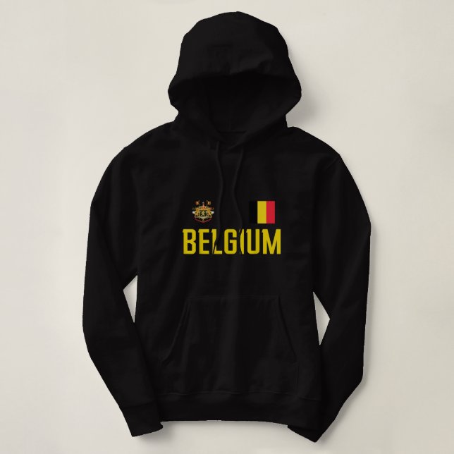 Belgium Flag Belgie Football Soccer Fan Men Women  Hoodie (Design Front)