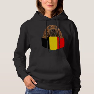 Belgium Flag Bloodhound Dog In Pocket Hoodie