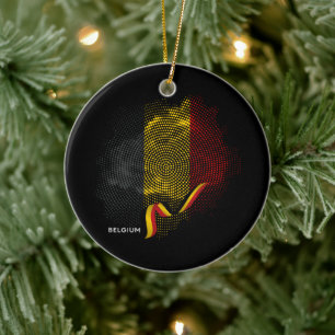 Belgium flag ceramic tree decoration