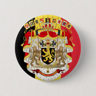 Belgium Flag & COA 6 Cm Round Badge