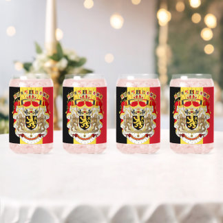 Belgium Flag & COA Can Glass