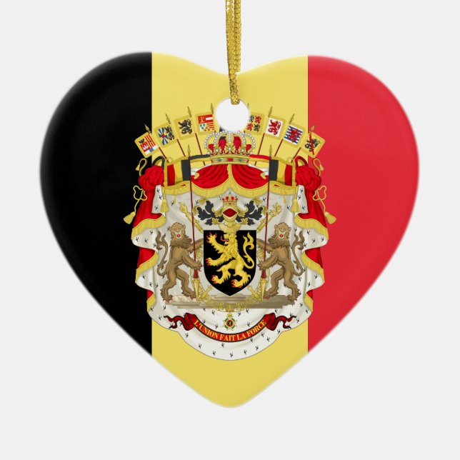 Belgium Flag & COA Ceramic Tree Decoration (Front)