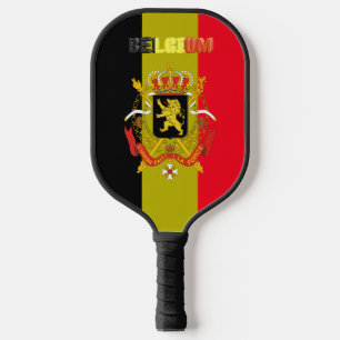 Belgium flag-coat of arms pickleball paddle
