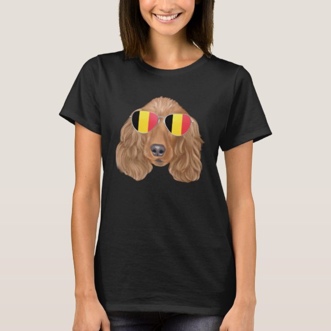 Belgium Flag Cocker Spaniel Dog Belgium Pocket T-Shirt (Front)