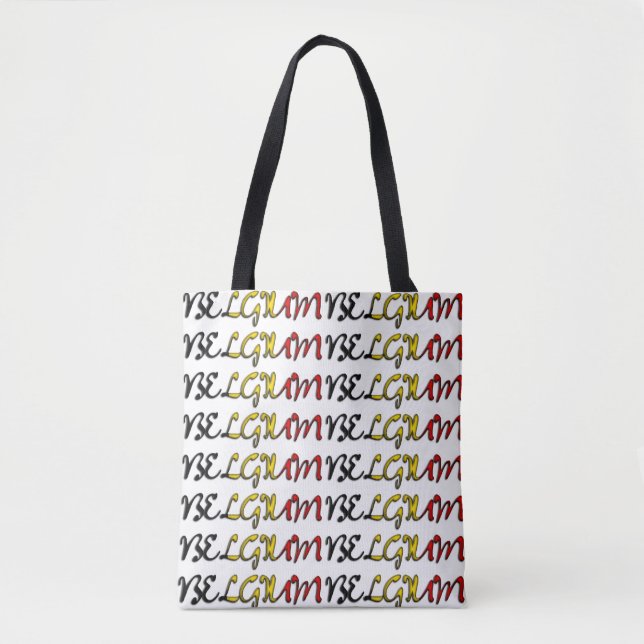 Belgium Flag Colour Typography European Country Ba Tote Bag (Front)